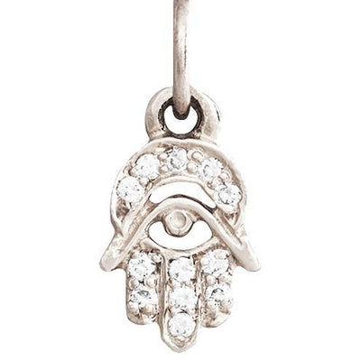 Hamsa Mini Charm Pavé Diamonds Jewelry Helen Ficalora 14k White Gold For Necklaces And Bracelets