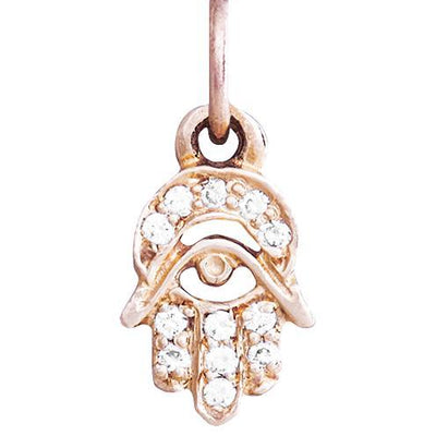 Hamsa Mini Charm Pavé Diamonds Jewelry Helen Ficalora 14k Pink Gold For Necklaces And Bracelets