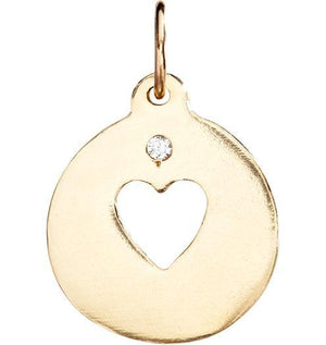 Gold Helen Ficalora Heart Charm With Diamonds for Necklaces or Bracelets