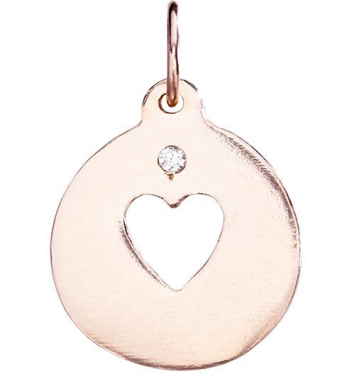 Gold Helen Ficalora Heart Charm With Diamonds for Necklaces or Bracelets