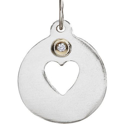 Gold Helen Ficalora Heart Charm With Diamonds for Necklaces or Bracelets