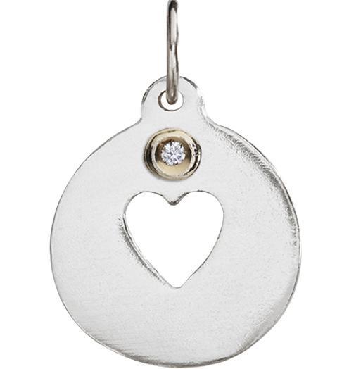 Gold Helen Ficalora Heart Charm With Diamonds for Necklaces or Bracelets