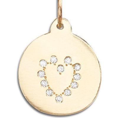 Heart Disk Charm Pave Diamonds Jewelry Helen Ficalora 14k Yellow Gold For Necklaces And Bracelets