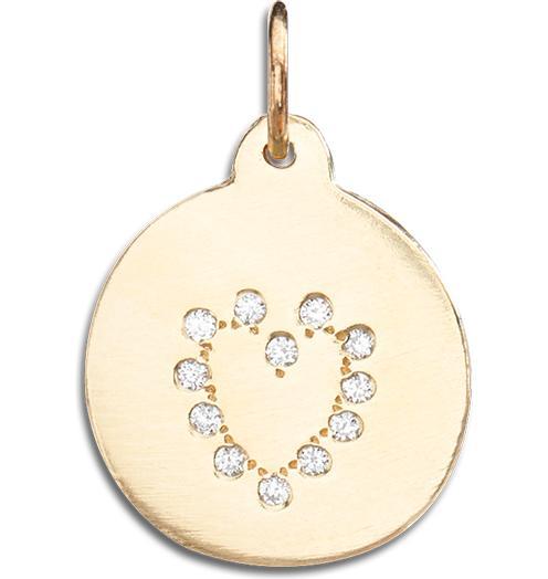 Heart Disk Charm Pave Diamonds Jewelry Helen Ficalora 14k Yellow Gold For Necklaces And Bracelets