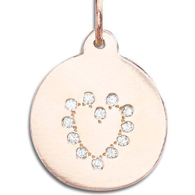 Heart Disk Charm Pave Diamonds Jewelry Helen Ficalora 14k Pink Gold For Necklaces And Bracelets