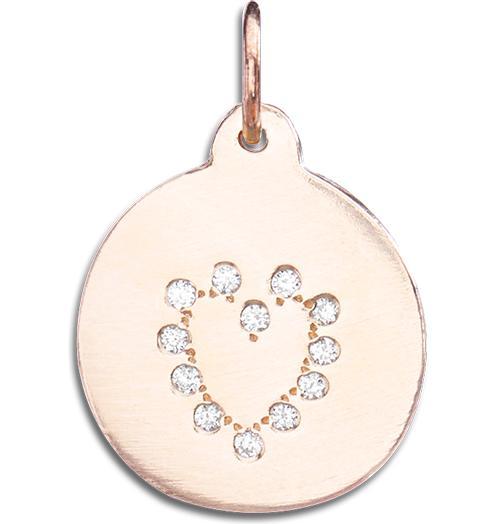 Heart Disk Charm Pave Diamonds Jewelry Helen Ficalora 14k Pink Gold For Necklaces And Bracelets