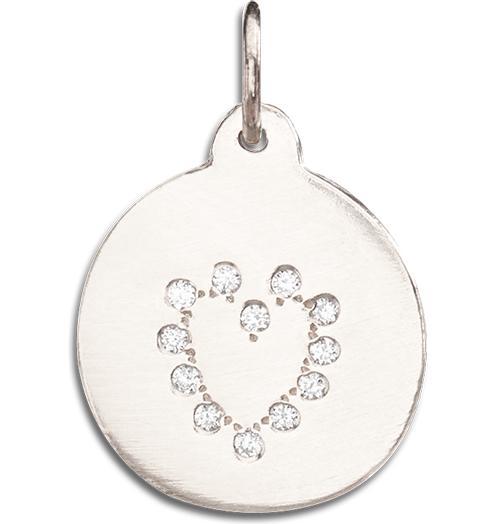 Heart Disk Charm Pave Diamonds Jewelry Helen Ficalora 14k White Gold For Necklaces And Bracelets