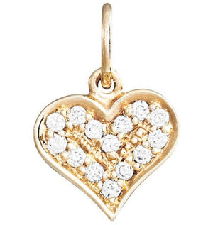 Helen Ficalora 14kt Gold Small Heart Pendant with Diamonds