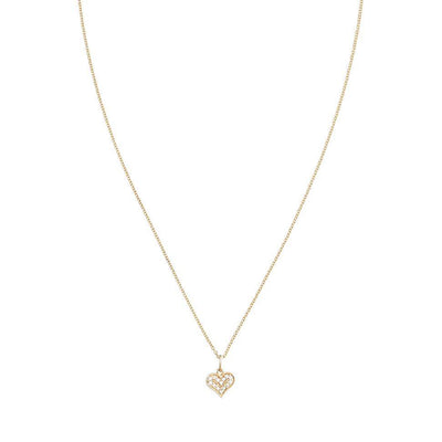 Helen Ficalora 14kt Gold Small Heart Pendant with Diamonds