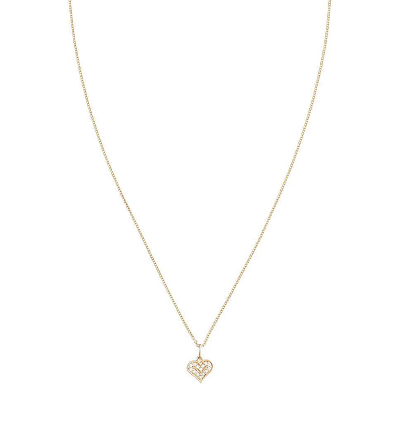 Helen Ficalora 14kt Gold Small Heart Pendant with Diamonds