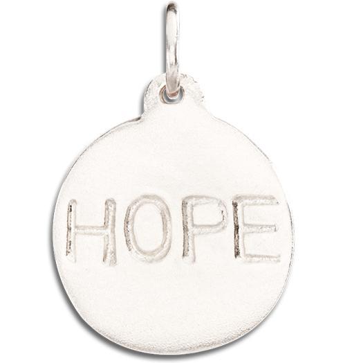 "Hope" Disk Charm Jewelry Helen Ficalora 14k White Gold