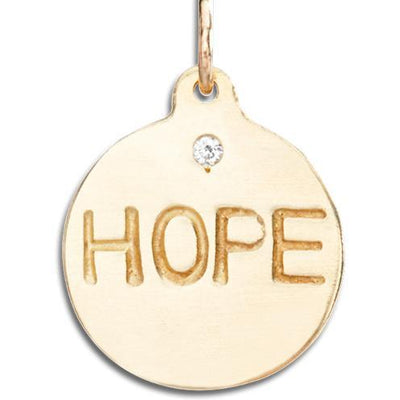 "Hope" Disk Charm With Diamond Jewelry Helen Ficalora 14k Yellow Gold For Necklaces And Bracelets