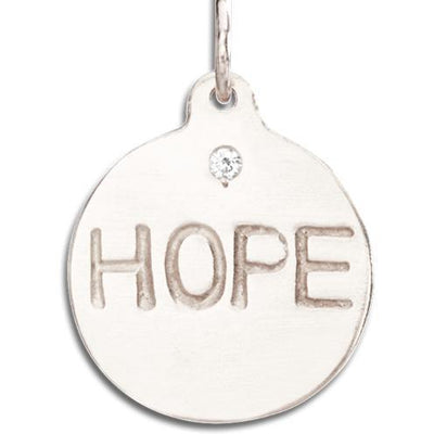 "Hope" Disk Charm With Diamond Jewelry Helen Ficalora 14k White Gold For Necklaces And Bracelets
