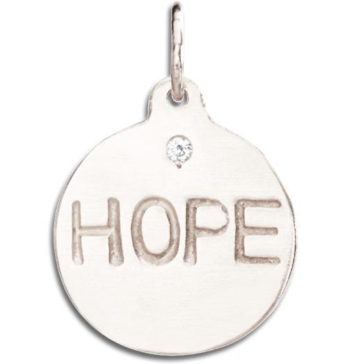 "Hope" Disk Charm With Diamond Jewelry Helen Ficalora 14k White Gold For Necklaces And Bracelets