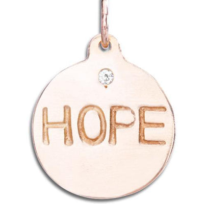 "Hope" Disk Charm With Diamond Jewelry Helen Ficalora 14k Pink Gold For Necklaces And Bracelets