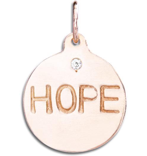 "Hope" Disk Charm With Diamond Jewelry Helen Ficalora 14k Pink Gold For Necklaces And Bracelets