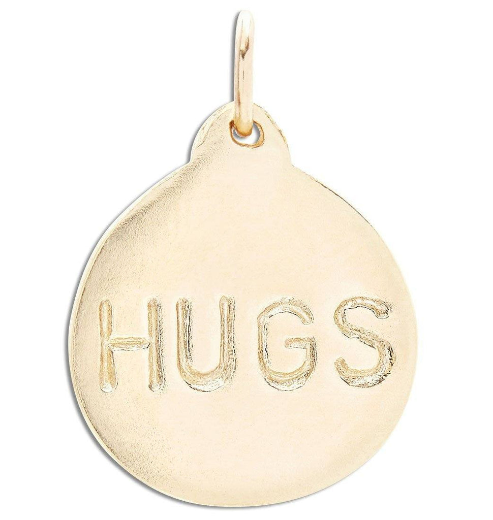"Hugs" Disk Charm Jewelry Helen Ficalora 14k Yellow Gold
