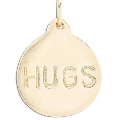"Hugs" Disk Charm Jewelry Helen Ficalora 14k Yellow Gold