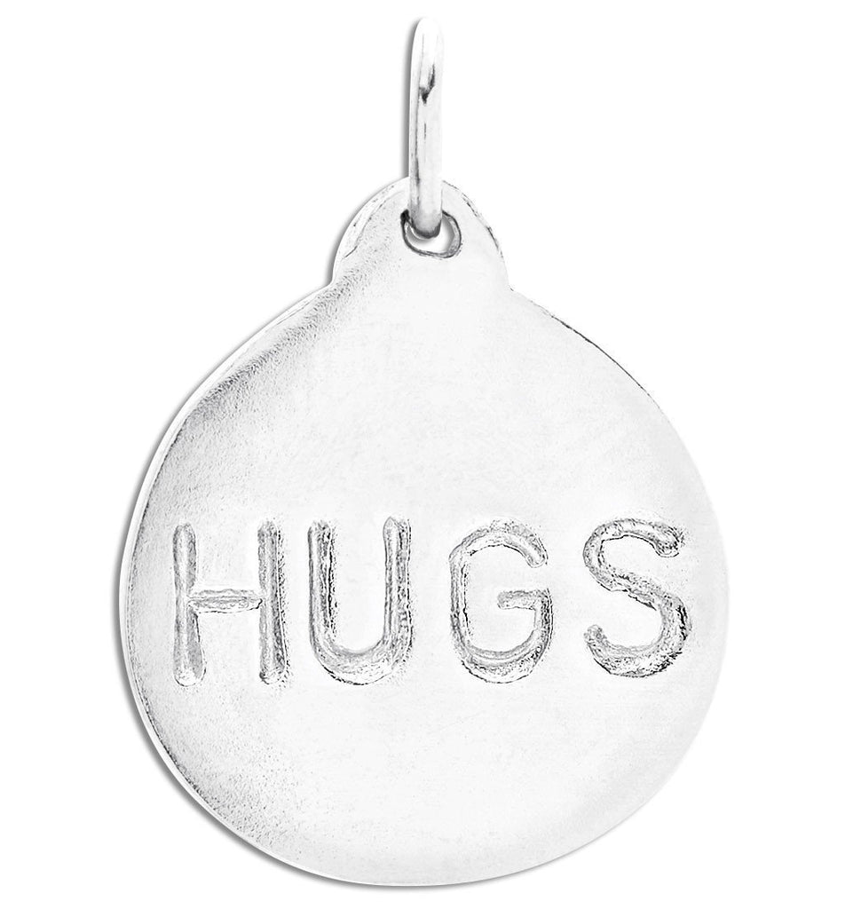 "Hugs" Disk Charm Jewelry Helen Ficalora Sterling Silver 