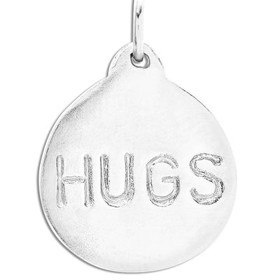 "Hugs" Disk Charm Jewelry Helen Ficalora Sterling Silver 