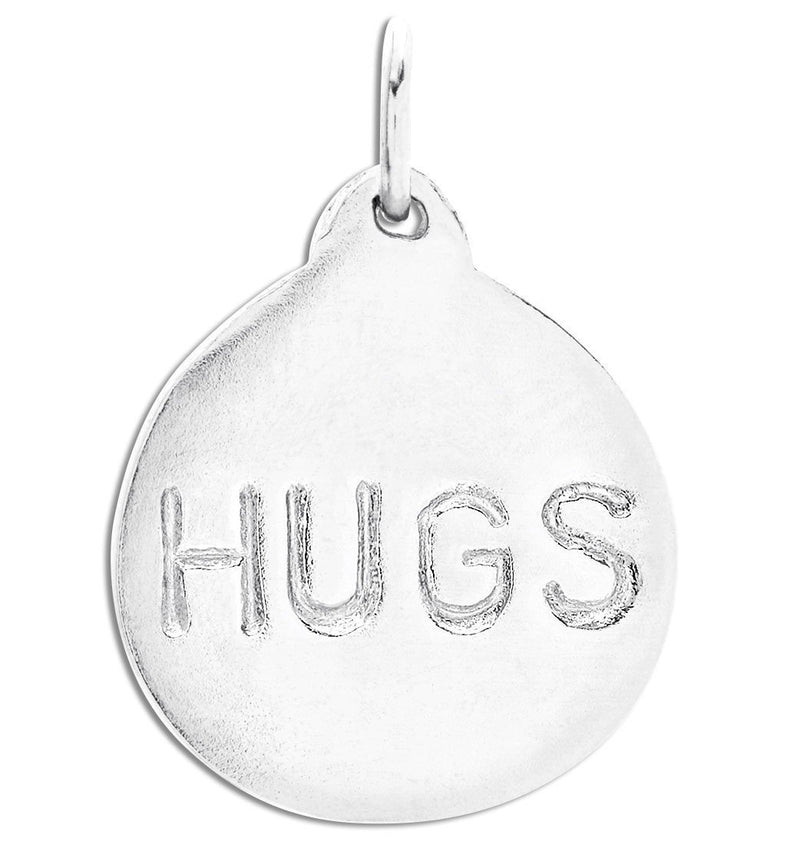 "Hugs" Disk Charm Jewelry Helen Ficalora Sterling Silver 