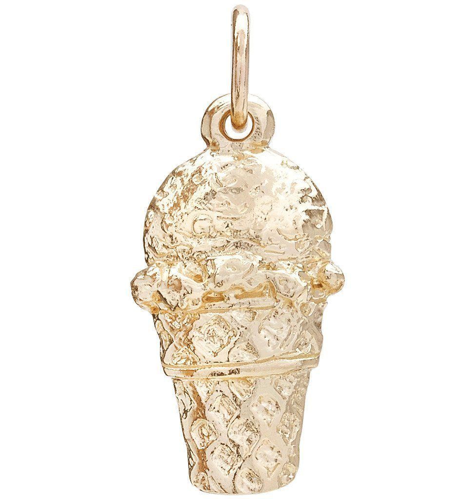 Vanilla Ice Cream Cone 14K Gold Charm