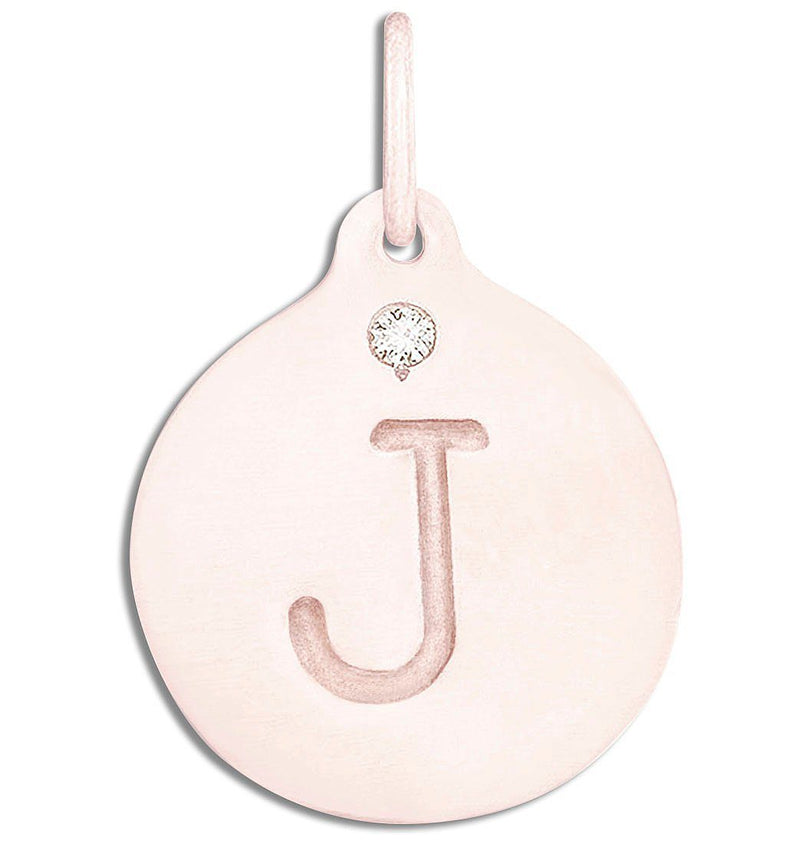 "J" Alphabet Charm With Diamond Jewelry Helen Ficalora 14k Pink Gold For Necklaces And Bracelets