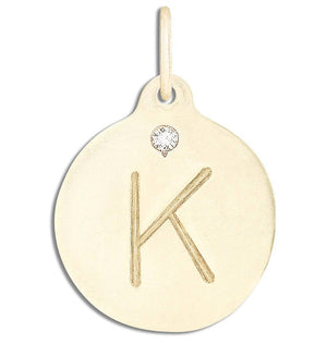 "K" Alphabet Charm With Diamond Jewelry Helen Ficalora 14k Yellow Gold For Necklaces And Bracelets