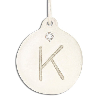 "K" Alphabet Charm With Diamond Jewelry Helen Ficalora 14k White Gold For Necklaces And Bracelets