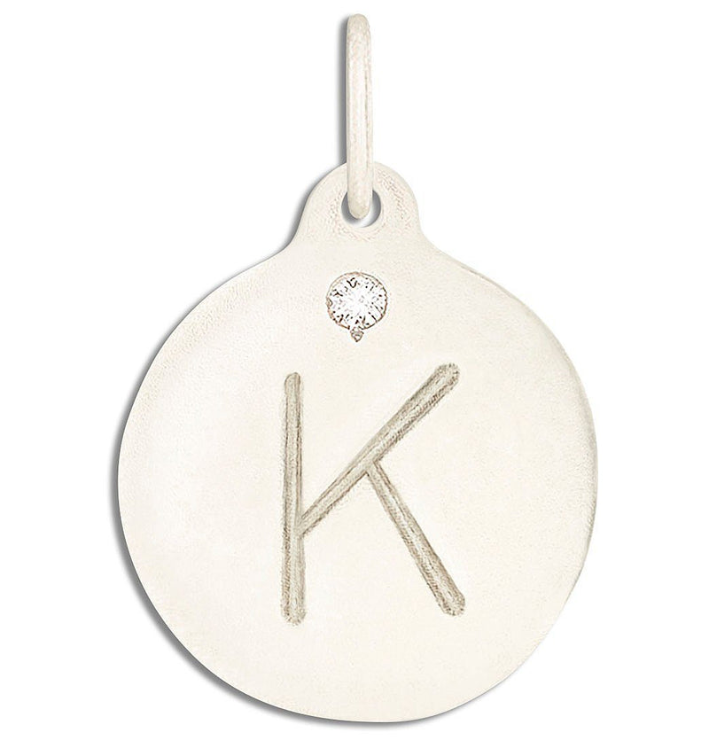 "K" Alphabet Charm With Diamond Jewelry Helen Ficalora 14k White Gold For Necklaces And Bracelets