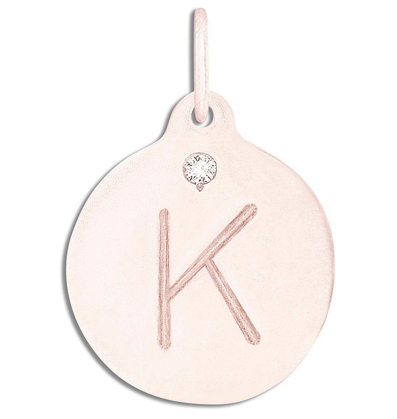 "K" Alphabet Charm With Diamond Jewelry Helen Ficalora 14k Pink Gold For Necklaces And Bracelets
