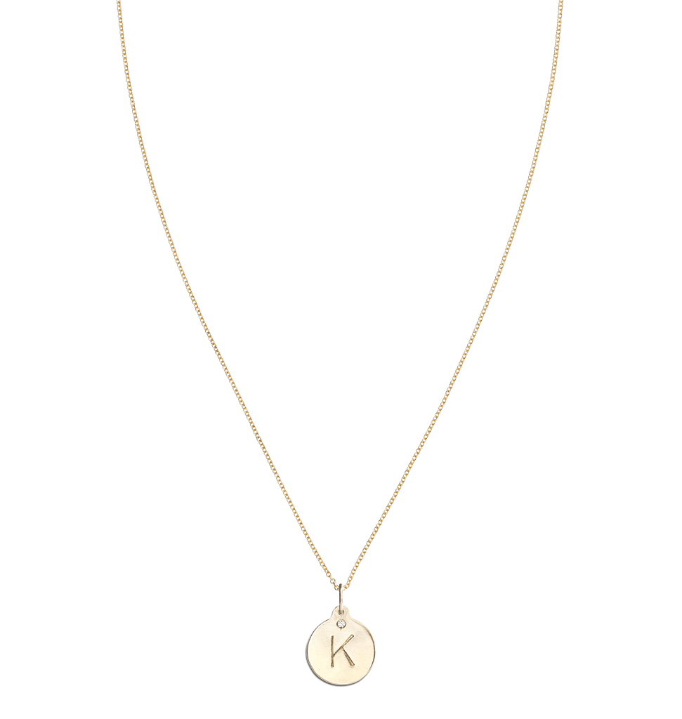 Initial with Diamond Pendant | Letter Charm for Diamond Necklace and Bracelet Sterling Silver and 14K Yellow Gold by Helen Ficalora