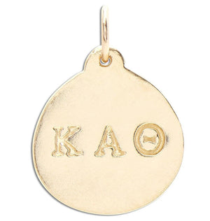 "Kappa Alpha Theta" Disk Charm Jewelry Helen Ficalora 14k Yellow Gold For Necklaces And Bracelets