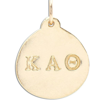 "Kappa Alpha Theta" Disk Charm Jewelry Helen Ficalora 14k Yellow Gold For Necklaces And Bracelets