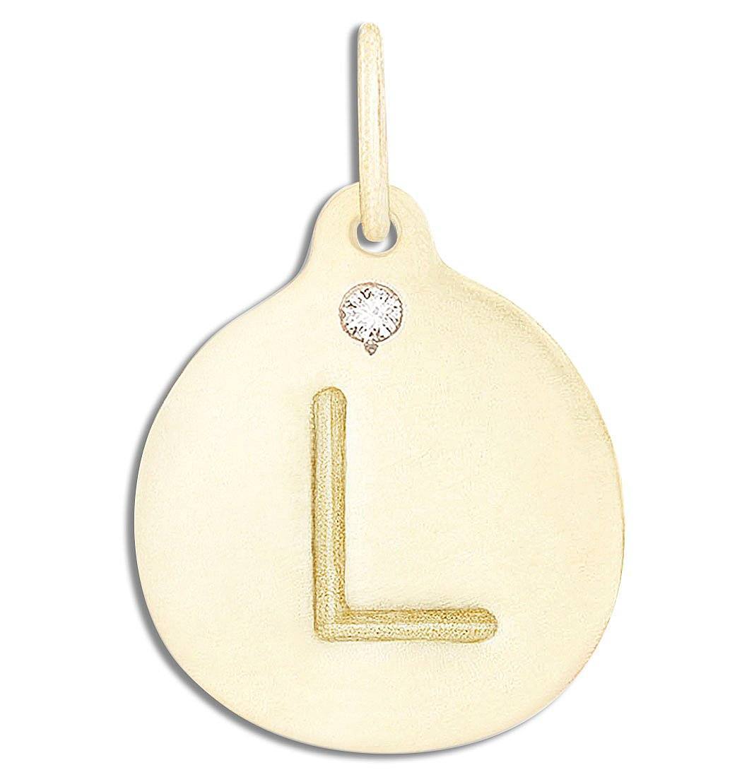 Initial with Diamond Pendant | Letter Charm for Diamond Necklace and Bracelet 14K Yellow Gold by Helen Ficalora