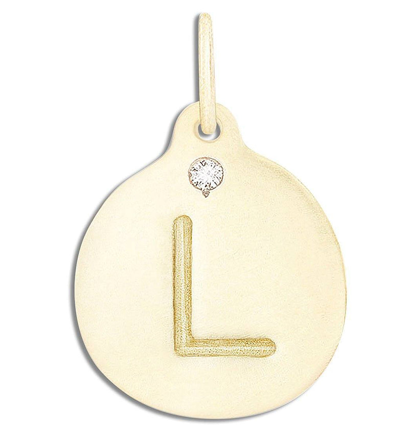 "L" Alphabet Charm With Diamond Jewelry Helen Ficalora 14k Yellow Gold For Necklaces And Bracelets