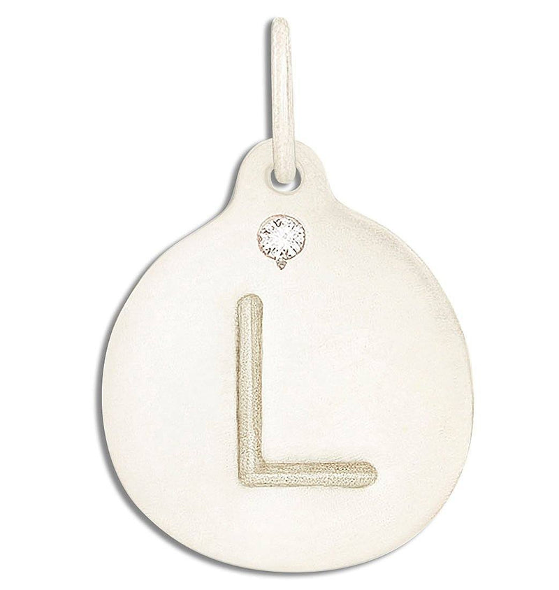 "L" Alphabet Charm With Diamond Jewelry Helen Ficalora 14k White Gold For Necklaces And Bracelets