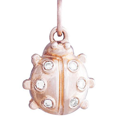 Ladybug Mini Charm Pavé Diamonds Jewelry Helen Ficalora 14k Pink Gold