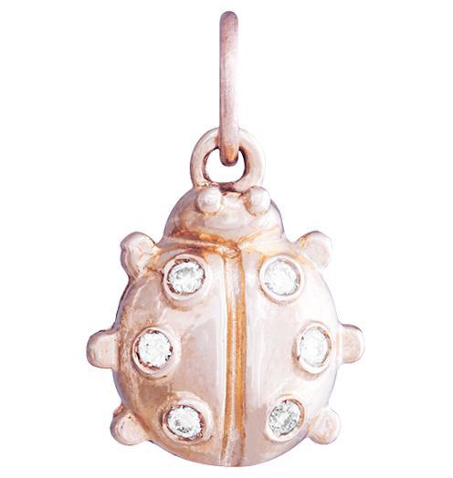 Ladybug Mini Charm Pavé Diamonds Jewelry Helen Ficalora 14k Pink Gold