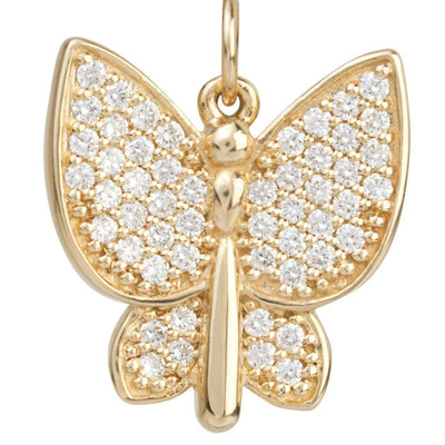 Large Butterfly Charm Pave Diamonds Jewelry Helen Ficalora 14k Yellow Gold