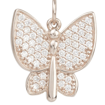 Large Butterfly Charm Pave Diamonds Jewelry Helen Ficalora 14k White Gold