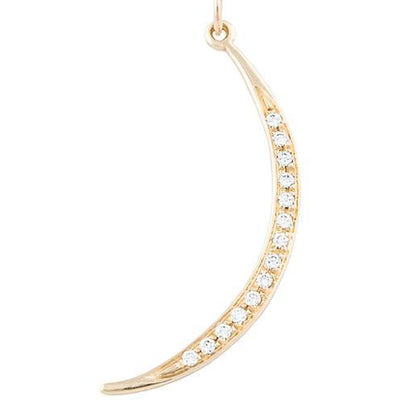 Large Crescent Moon Charm Pavé Diamonds Jewelry Helen Ficalora 14k Yellow Gold For Necklaces And Bracelets