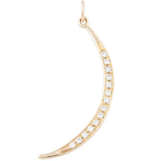 Large Crescent Moon Charm Pavé Diamonds Jewelry Helen Ficalora 14k Yellow Gold For Necklaces And Bracelets