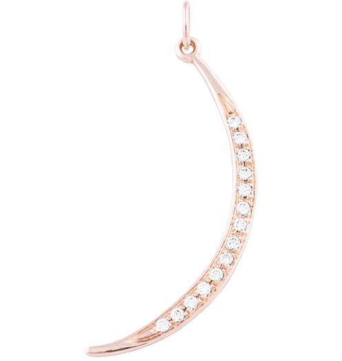 Large Crescent Moon Charm Pavé Diamonds Jewelry Helen Ficalora 14k Pink Gold For Necklaces And Bracelets