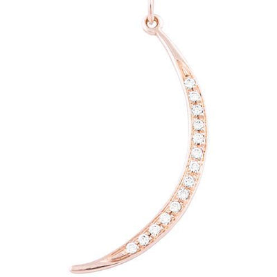 Large Crescent Moon Charm Pavé Diamonds Jewelry Helen Ficalora 14k Pink Gold For Necklaces And Bracelets