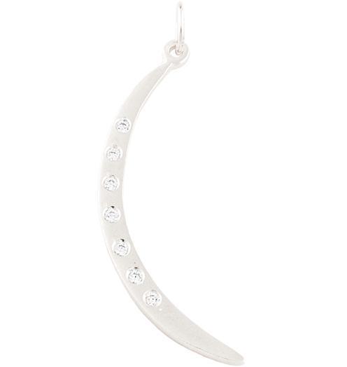 Large Crescent Moon Charm With 7 Diamonds Jewelry Helen Ficalora 14k White Gold