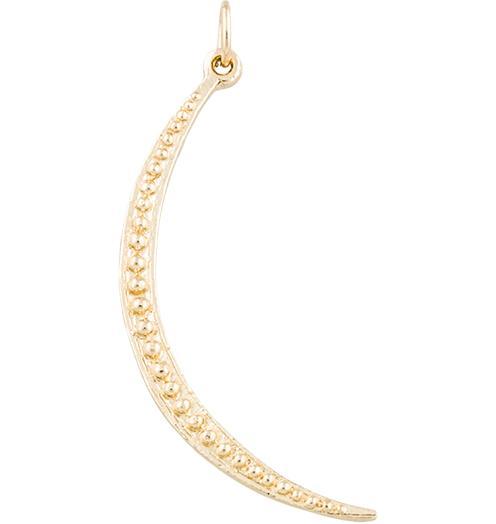 Large Dotted Crescent Moon Charm Jewelry Helen Ficalora 14k Yellow Gold