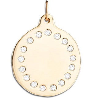 Large Eternity Disk Charm Pave Diamonds Jewelry Helen Ficalora 14k Yellow Gold For Necklaces And Bracelets