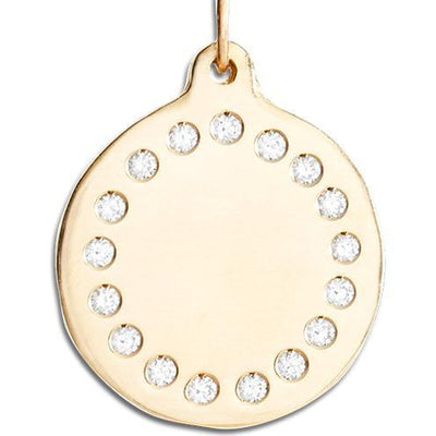 Large Eternity Disk Charm Pave Diamonds Jewelry Helen Ficalora 14k Yellow Gold For Necklaces And Bracelets