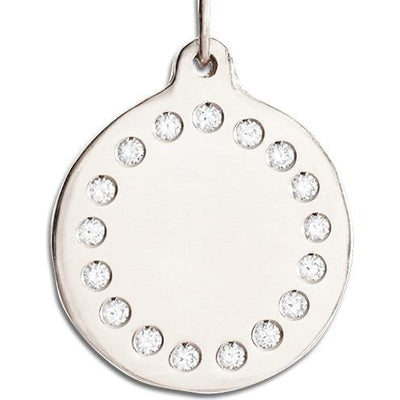 Large Eternity Disk Charm Pave Diamonds Jewelry Helen Ficalora 14k White Gold For Necklaces And Bracelets